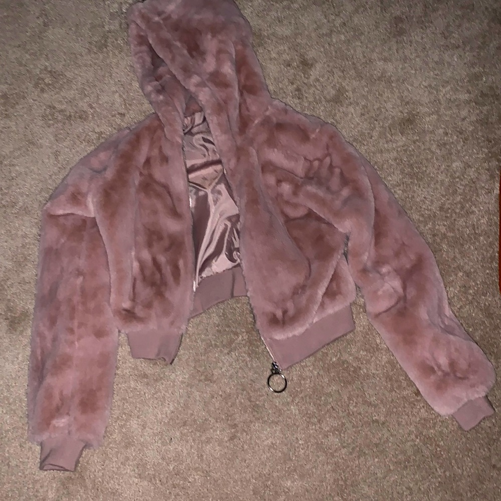 Forever 21 Furry Pink Cropped Jacket- Never worn